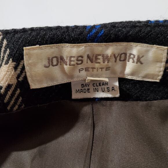Jones New York Vintage 100% Wool Plaid Schoolboy Blazer Jacket Women's Size 8P - Picture 7 of 10